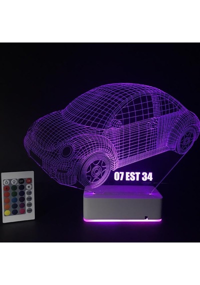 Kişiye Özel 3D Plakalı Araba Masaüstü Led Lamba