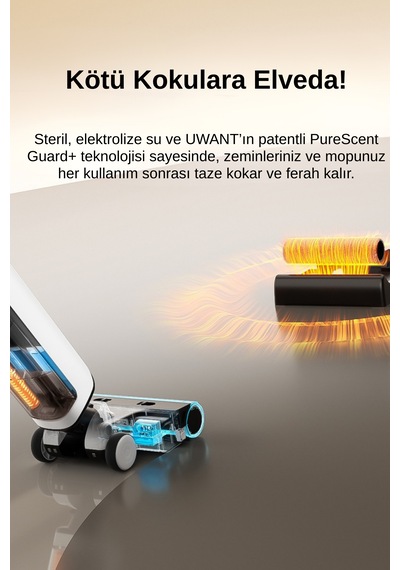 Uwant  D500  Vakum + Mop Kendini Temizleme Özellikli 17.000Pa Islak Kuru Şarjlı Süpürge