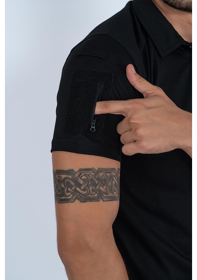 Bikatex Tactical Taktik Tişört Lacost Polo Gömlek Yaka T-shırt Outdoor Tişört - 802 Siyah