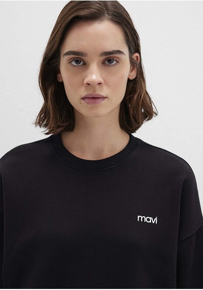 Mavi Yuvarlak Yaka Logo Siyah Kadın Sweatshirt M1s10490-900 SiYAH