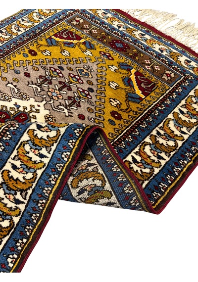 El Dokuma Sıfır Yahyalı Halısı 96x140 Kök Boya %100 Yün Halı Renkli