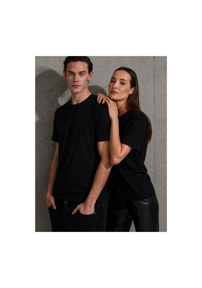 Butik İstanbul Unisex Kısa Kollu Bisiklet Yaka Basic Viskon Bluz Siyah