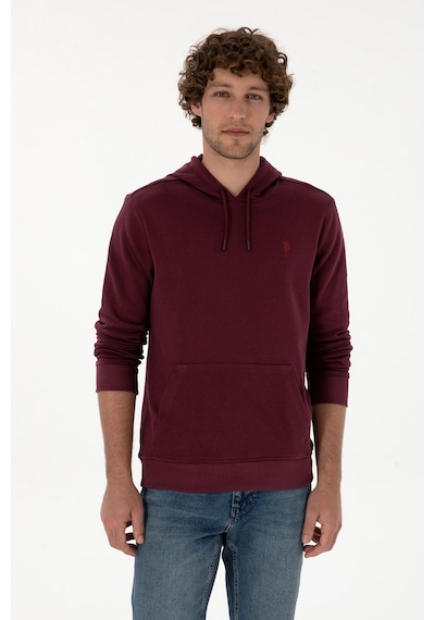 U.S. Polo Assn. Erkek Regular Fit Kapüşonlu Koyu Bordo Basic Sweatshirt 50313720-VR177