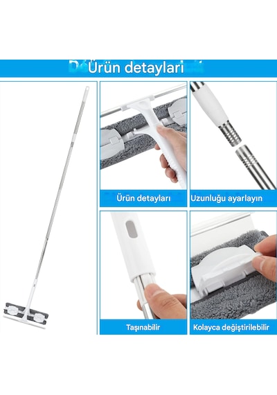 2'si 1 Arada Pencere Temizleme Aracı İç Mekan/dış Mekan Pencere Gri