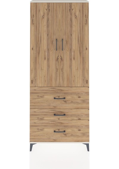Arges Dolap 2 Raflı 3 Çekmeceli Tek Askılı 88x30x221 Aytaşı-çam Aytaşı