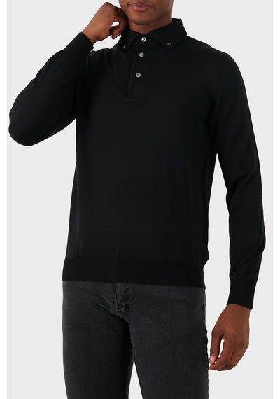 Gran Sasso Erkek Polo Yaka Sweat 57163 14293 099 Siyah Siyah