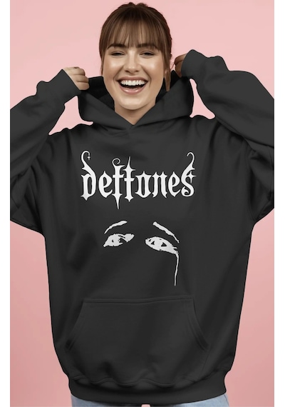 Sevbano Deftones Rock Metal Müzik Grubu Sırt Baskılı Unisex Oversize Prem Siyah
