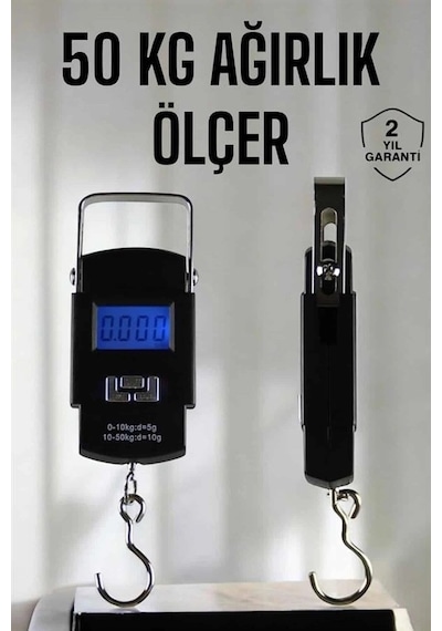 Hubrendy Kargo Ağırlık Ölçer 50 Kg El Terazisi El Kantarı Pilli Led Ekran
