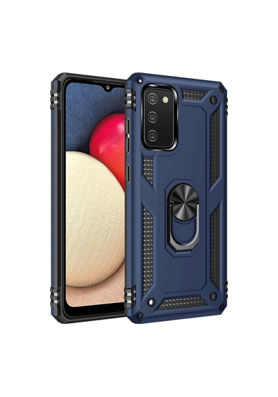 Samsung Samsung Uyumlu Galaxy A02s Kılıf Sofya Yüzüklü Silikon Kapak - Lacivert