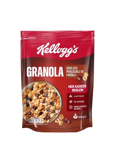 Kellogg's Çikolata Parçacıklı & Fındıklı Granola 340 G - 4 Adet Tarı
