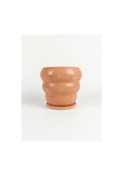 Bubble Seramik Saksı Caramel Mat Kahverengi Çap:18cm Yük:16cm