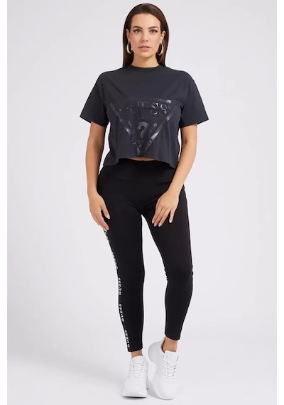 Guess Adele Crop Kadın Siyah T-shirt Çok Renkli