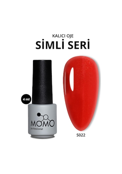 Momo Professional Kalıcı Oje S022 Işıltılı Bayrak Kırmızı 4 Ml