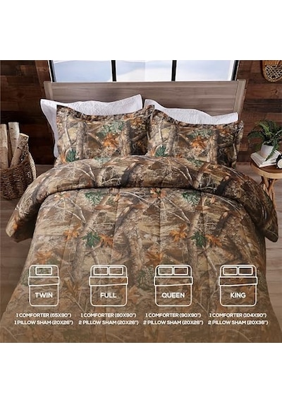 Realtree Edge Kamuflaj Yorgan Seti İkiz Boy - 2 Parça Yatak Seti - Orman Ormanı Kabin Köşkü - Doğa Ağacı Yaprak Diğer