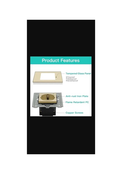 Cam Akıllı Priz Gold Renk Wifi Bluetooth Duvar İçin Gömülü