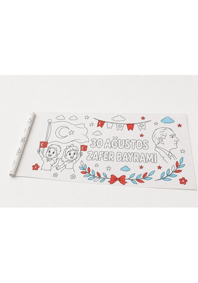 Haydi Dekor 30 Ağustos Zafer Bayramı Boyama Rulosu 30 Cm X 4 Metre Türk Bayrağı Ve Atatürk Temalı Çocuk Boyama Kâğıdı Okul Etkinliği 1 Adet
