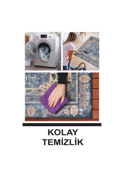 Madala Vintage Desenli Şönil Pamuk Tabanlı Yıkanabilir Kaymaz Antibakteriyel Salon Halısı 200x300 Çok Renkli
