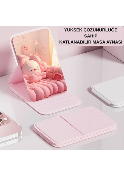 Taşınabilir Katlanabilir Kılıflı Mini Makyaj Aynası Masaüstü&çanta&cep Boy Kompakt Seyahat Aynası