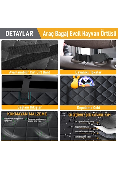 Haegs Araç Bagaj Örtüsü, Evcil Hayvan Köpek Bagaj Koruma Kılıfı - Suv, Sedan, Pickup Panelvan Bagaj Havuzu, Araba İçin Su Geçirmez Bagaj Koruyucu Kılıf Örtü Mat- Medium - Siyah Siyah