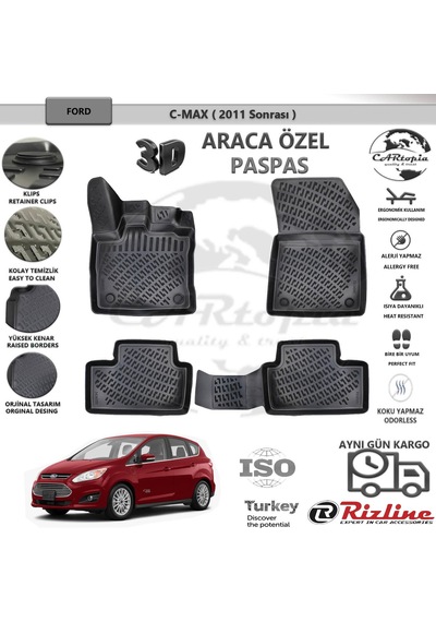 Ford C-Max / 2010 Sonrası / Siyah / Rizline Paspas