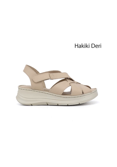 Gönderi(R) Gönderi R Kadın Bej Cırt Bantlı Dolgu Topuk Hakiki Deri Sandalet Dyza65145873