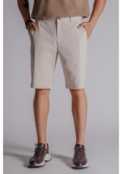 Braccas Erkek Yandan Cepli Klasik Bel Slim Fit Chino Şort Bej Bej