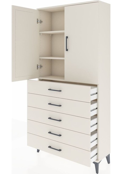 Arges Dolap 3 Raflı 5 Çekmeceli 2 Kapaklı 88x30x182 Aytaşı-ay... Aytaşı