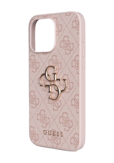 Apple Uyumlu iPhone 15 Plus Kılıf Guess Lisanslı Pu 4g Büyük Metal Logolu Çapraz Vücut Askılı Kapak Pembe Pembe