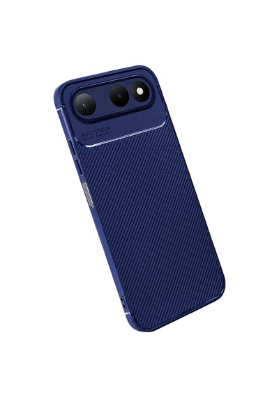 Tecno Spark 50 5g Uyumlu Kılıf Karbon Tasarım Kamera Korumalı Silikon Telefon Kılıfı Kapak Lacivert