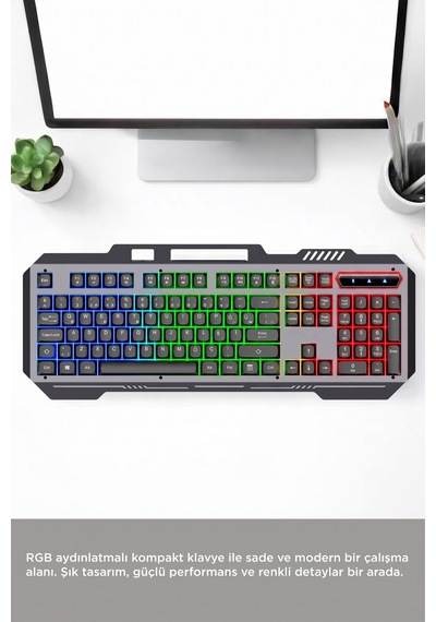 Oyuncu Klavyesi Rgb Işıklı Mekanik Ergonomik Kablolu Klavye Tk13