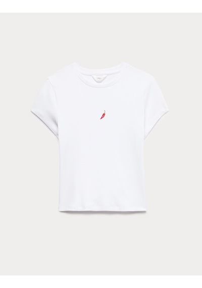 Marks & Spencer Desenli Pijama Üstü T37003735T Kırmızı