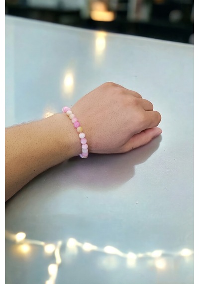 Ceyt Taşı Bileklik Açık Pembe Bileklik Kadın Bileklik Renkli Bileklik Gençlik Taşı İmparator Taşı Kadife Ambalaj Kadife Ambalaj