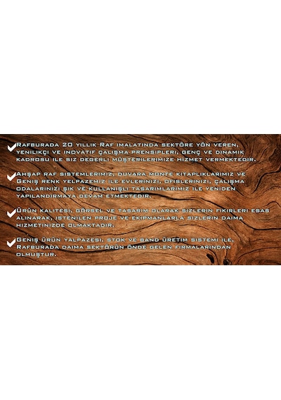 Rafburada Rafburada® 3 Katlı Kitaplık, Dekoratif Kitaplık, Ahşap Kitaplık.