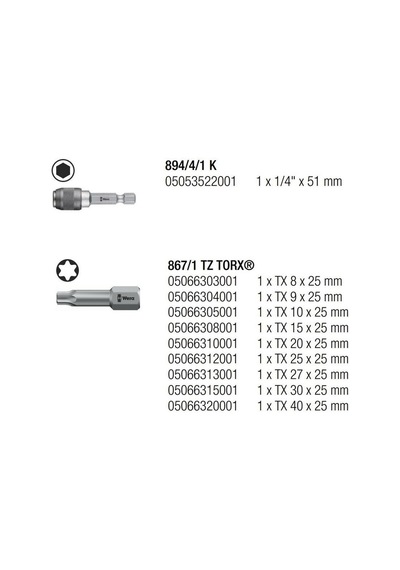Wera Bit-Check 10 Torx Universal 1 Bits Seti 05056164001