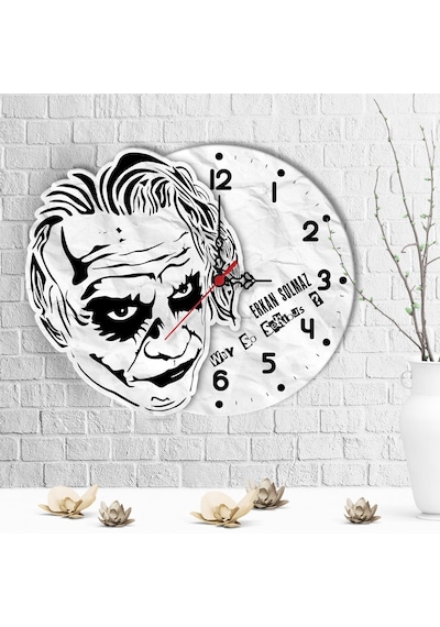 Kişiye Özel Joker Tasarımlı Ahşap Duvar Saati - 2 Çok Renkli