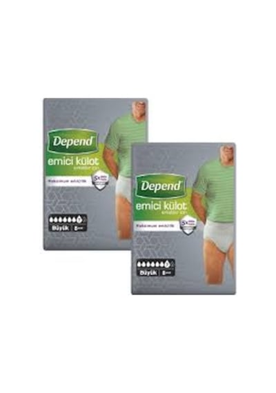 Depend Emici Külot Erkek Hasta Bezi L 8'Li 2 Paket 16 Adet