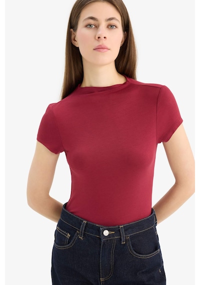 DeFacto Slim Fit Dar Kesim Yarım Balıkçı Yaka Kısa Kollu Tişört E5906AX25SPBR285