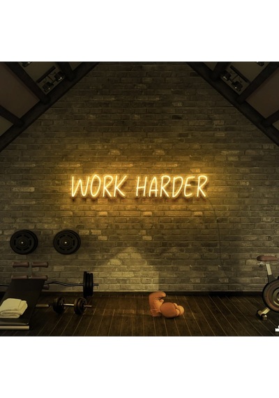 Work Harder Yazılı Neon Tabela Sarı