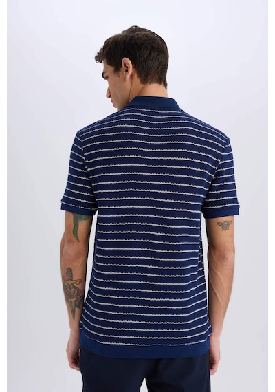 DeFacto Regular Fit Polo Yaka Çizgili Triko Kısa Kollu Tişört C4150AX25SMNV42