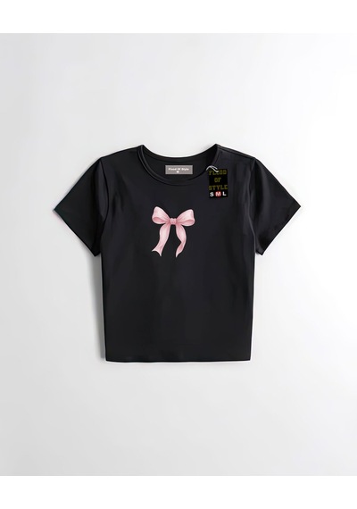 Flood Of Style Siyah Babby Tee Kurdale Minimal Özel Tasarım