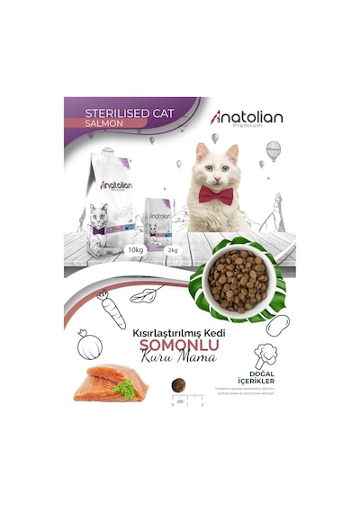 Anatolian Premium Kısırlaştırılmış Somon Etli Yetişkin Kedi Maması 10 KG