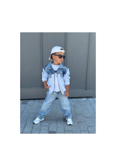 Toikids Erkek Çocuk Triko Garnili 3lü Kot Takım Beyaz