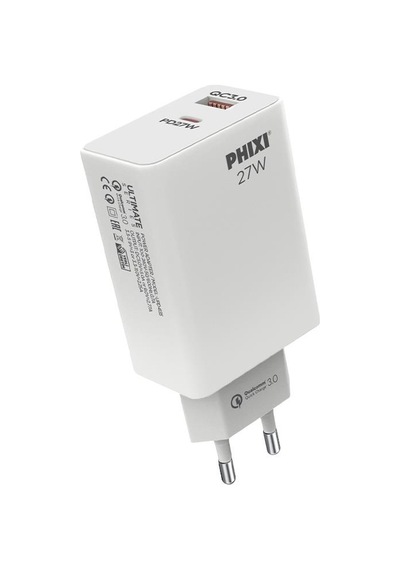 Phixi Ultimate UPD4225 27W PD Çift Çıkışlı Hızlı Şarj Adaptörü