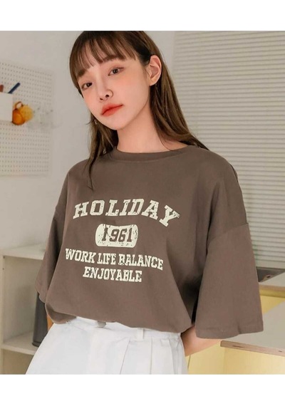 Kozia Outdoors Malkoçbey Holiday Baskili Oversize Unisex Basic T-shirt Kahverengi