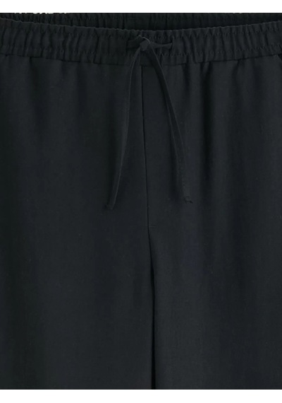 Lc Waikiki Siyah Beli Lastikli Loose Fit Kadın Pantolon