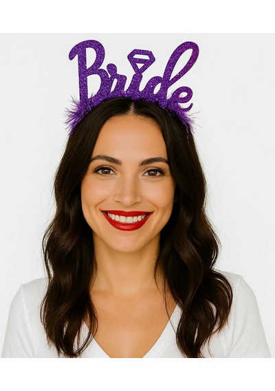 Lvsqvr Mor Renk Bekarlığa Veda İtalik Yazı Alyanslı Bride Taç