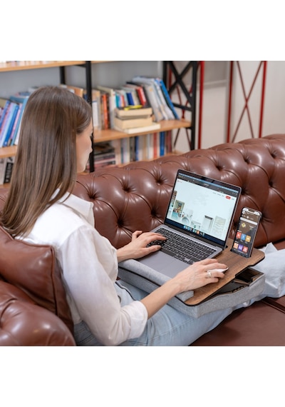 Vigo Wood Minderli Eğim Ayarlanabilir Laptop Sehpası Koyu Ceviz