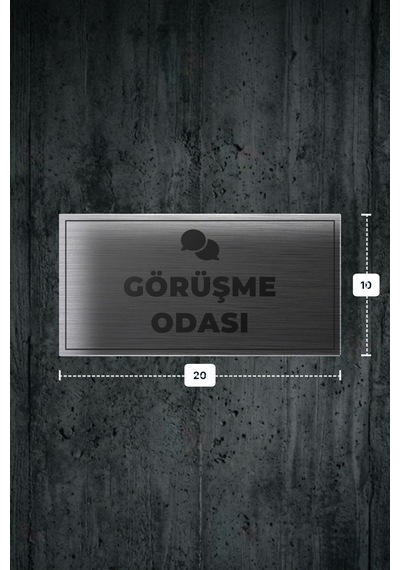 Görüşme Odası Yazılı - Metal - Gümüş Renk - Kapı İsimliği - 20x10 Cm