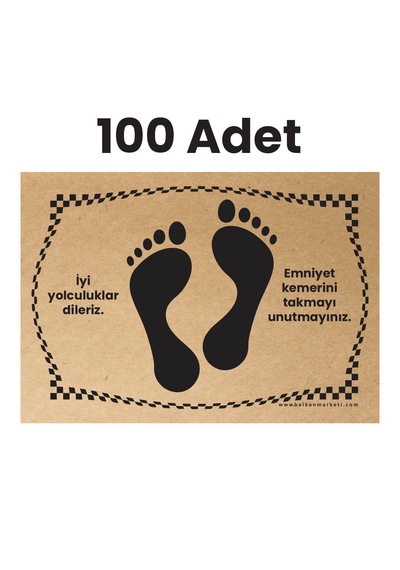 Kraft 120gr Ayak İzi Yatay Oto Paspas Kağıdı 100 Adet - 35x50cm - Kalın Kağıt Baskılı