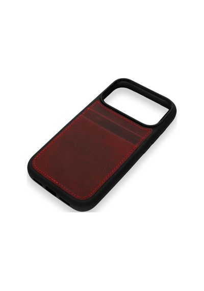 Vintage Wallet Kartlıklı Premium Deri Kılıf Apple Uyumlu iPhone 17 Pro Rustik Bordo